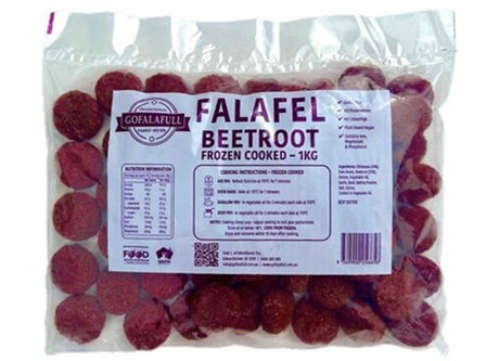 A 1kg pack of Gofalafull Beetroot Cooked Falafel