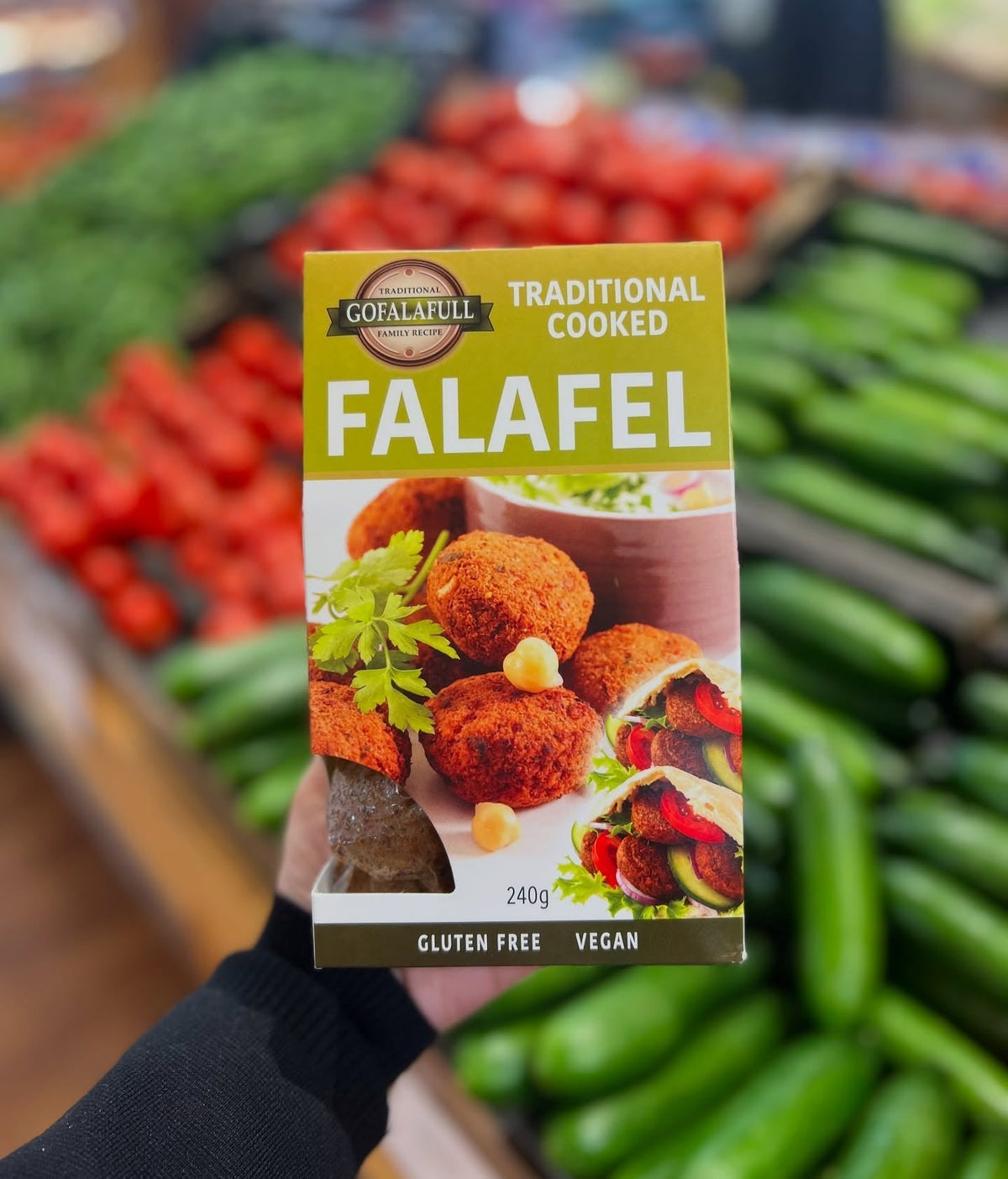 A 240g box of Gofalafull Traditional Cooked Falafel