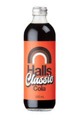 A 330ml glass bottle of Halls Classic Cola