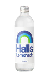 A 330ml glass bottle of Halls Lemonade