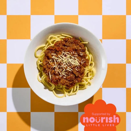 A 220g serve of JNR Food Co Spaghetti Bolognese