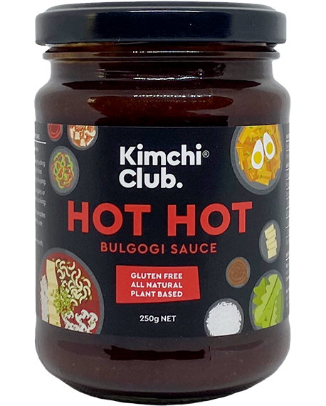 A 250g jar of Kimchi Club Hot Hot Bulgogi Sauce