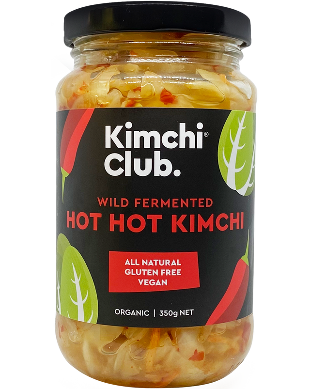 A 350g jar of Kimchi Club Hot Hot Kimchi