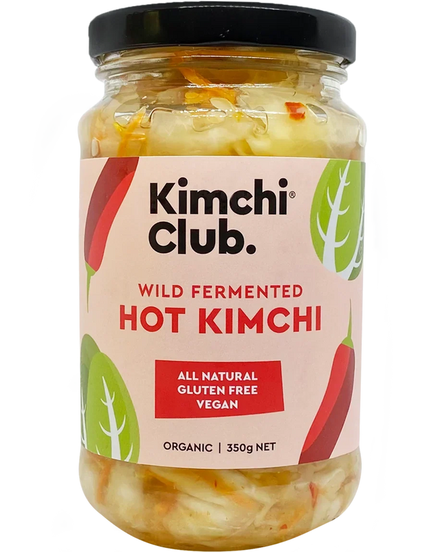 A 350g jar of Kimchi Club Hot Kimchi