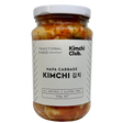 A 340g glass jar of Kimchi Club Traditional Napa Cabbage Kimchi 340