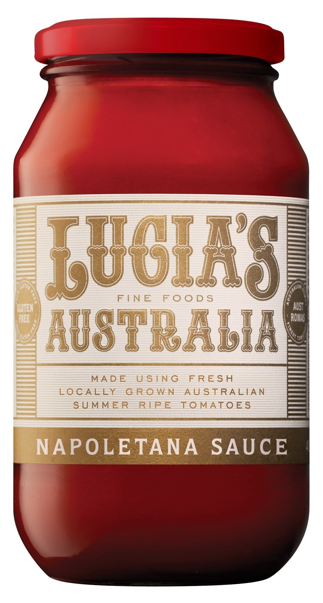 A 500g jar of Lucia's Napoletana pasta sauce