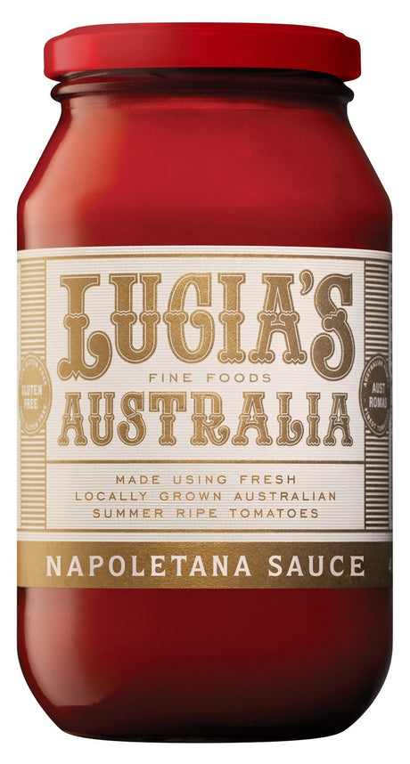 A 500g jar of Lucia's Napoletana pasta sauce