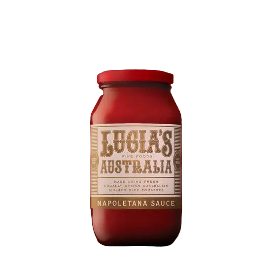 A 500g glass jar of Lucia's Fine Foods Napoletana sauce