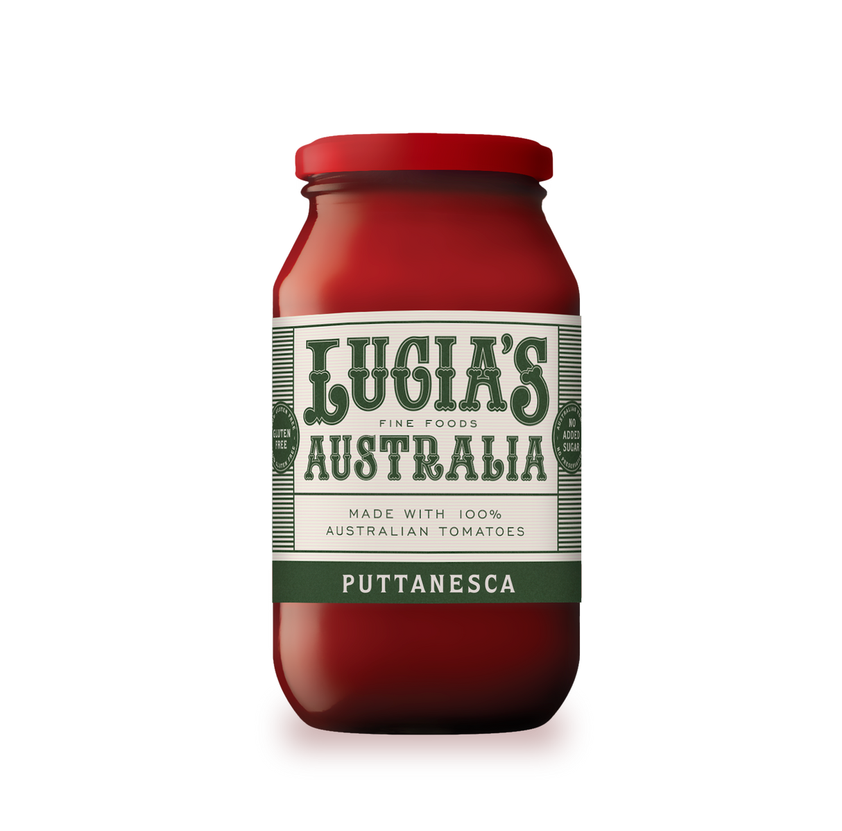 A 500g jar of Lucia's Puttanesca pasta sauce