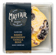 Mayfair Bakery & Patisserie baked blueberry vanilla bean cheesecake packaging.
