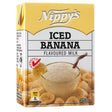 Nippy's iced banana flavoured milk box on a white background