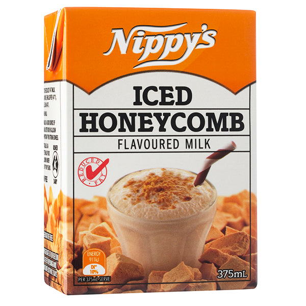 Nippy's iced honeycomb flavored milk carton on a white background