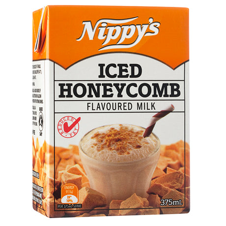 Nippy's iced honeycomb flavored milk carton on a white background