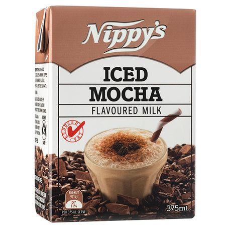 Nippy's iced mocha flavored milk packaging on a white background