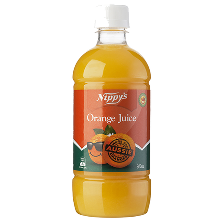 A 500ml bottle of Nippy's Sweetened Orange Juice