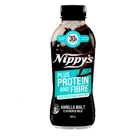 A 500ml bottle of Nippy's Protein Plus Vanilla Malt Flavoured Milk