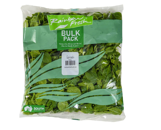 A 500g bag of Rainbow Fresh Baby Spinach
