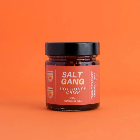 A 250g glass jar of Salt Gang Hot Honey Crisp