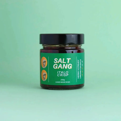 A 250g glass jar of Salt Gang Italo Crisp