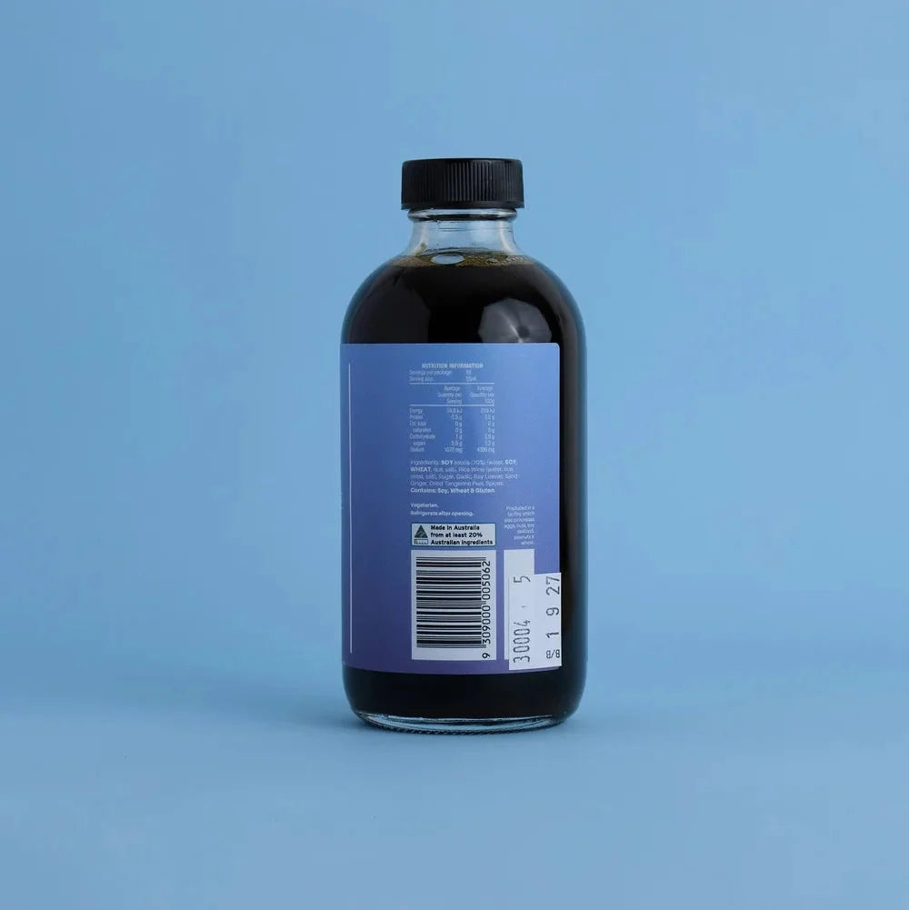 A 250ml glass bottle of Salt Gang Secret Weapon Soy Sauce