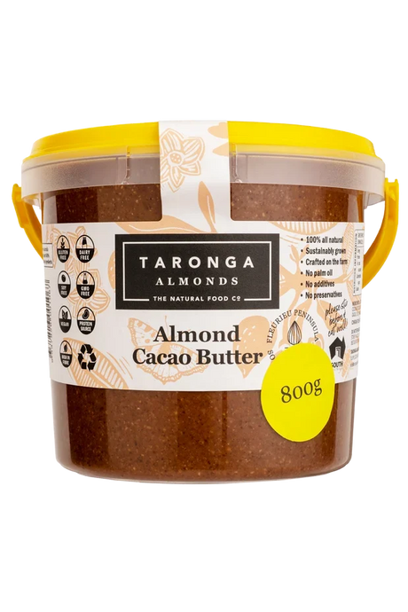 An 800g tub of Taronga Almonds Almond and Cacao Butter