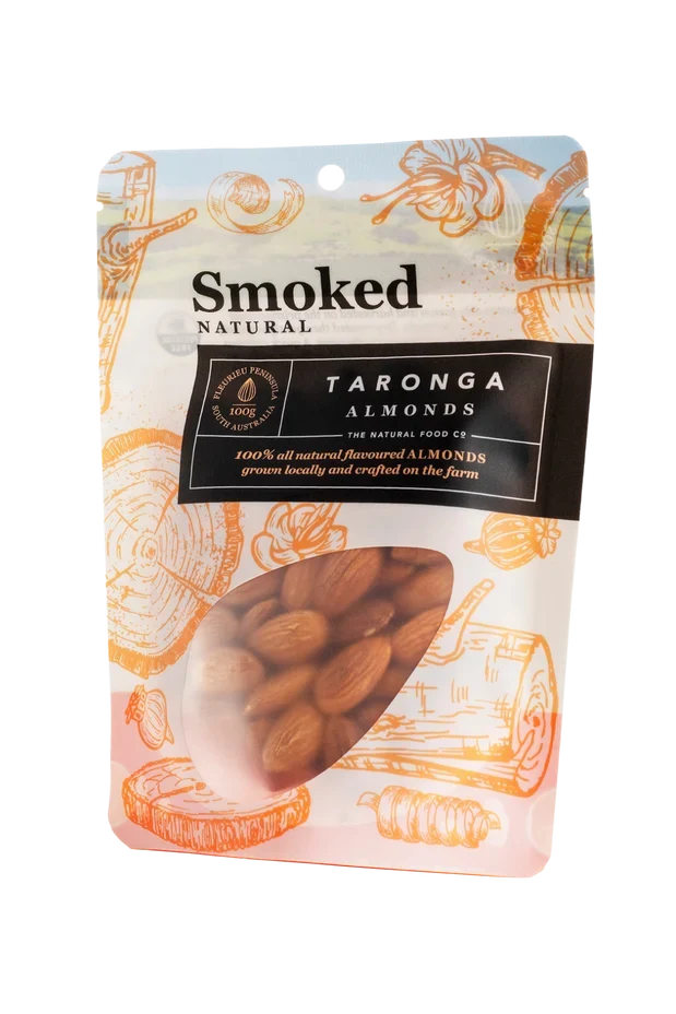 A 100g pack of Taronga Almonds Smoke Flavoured Almonds
