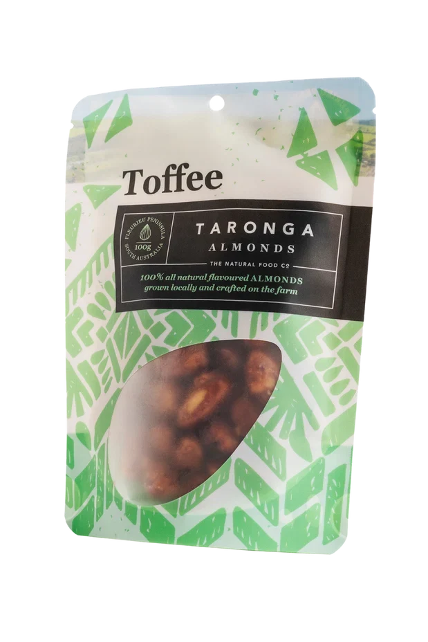 A 100g pack of Taronga Almonds Toffee Almonds
