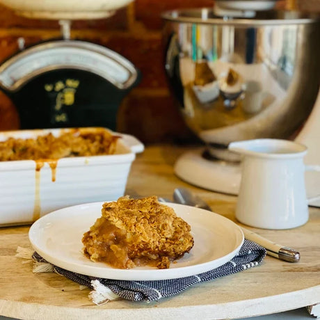 A 280g serving of The Family Cook's Apple Crumble