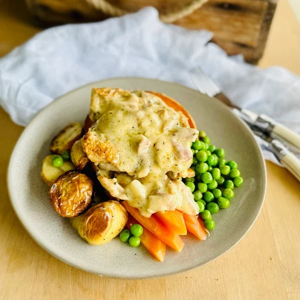 A 380g serving of The Family Cook's Bacon and Thyme Chicken