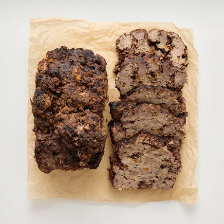 A 1kg serve of The Pet Butcher Baked Kangaroo and Veggie Loaf