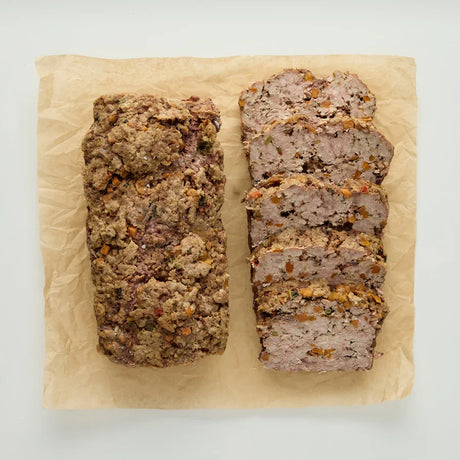 A 1kg serve of The Pet Butcher Baked Lamb and Veggie Loaf