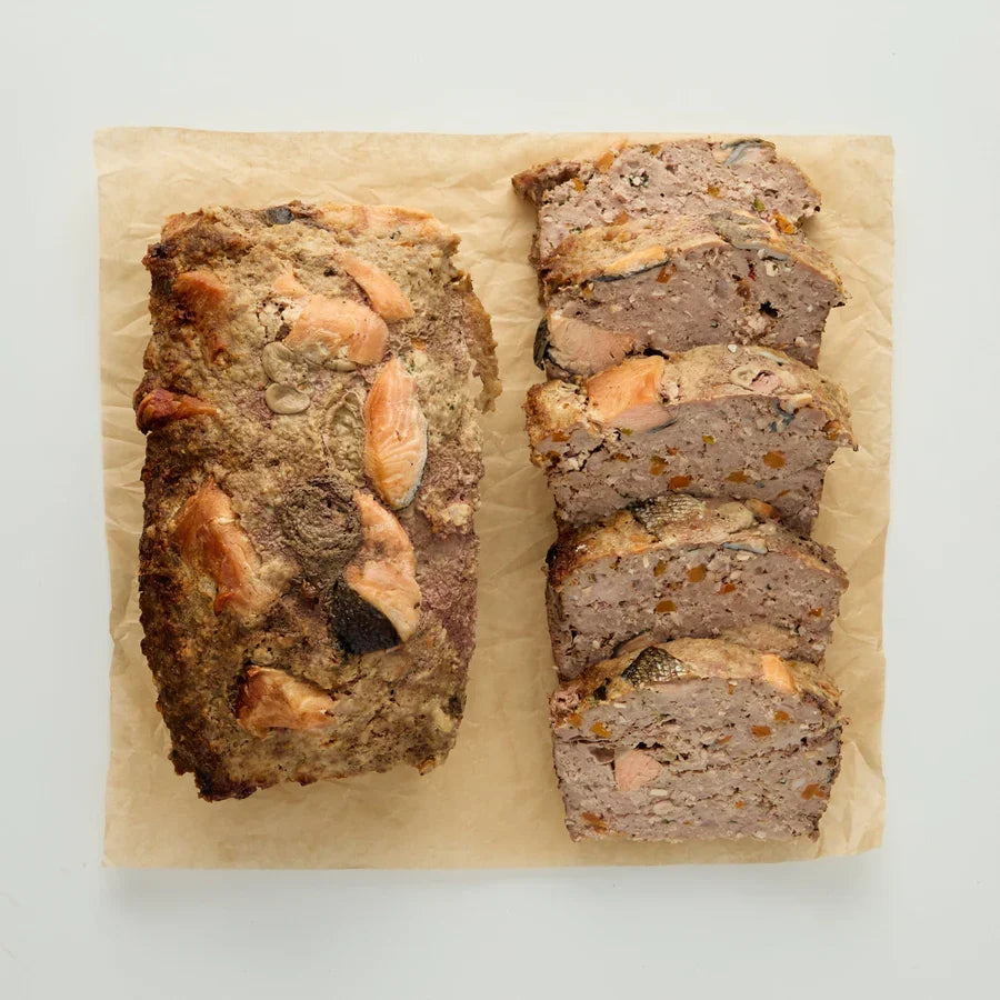 A 1kg serve of The Pet Butcher Chunky Salmon and Turkey Loaf