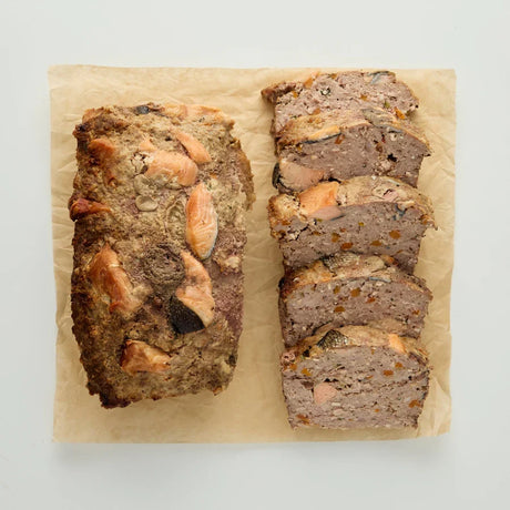A 1kg serve of The Pet Butcher Chunky Salmon and Turkey Loaf