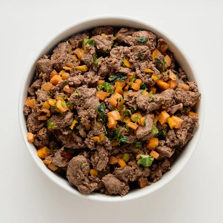 A 500g serve of The Pet Butcher Kangaroo and Seasonal Veggies Meal