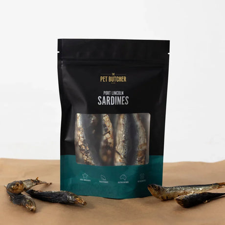 A 100g pack of The Pet Butcher Port Lincoln Sardines Dehydrated