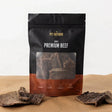 A 100g pack of The Pet Butcher Premium Beef Jerky