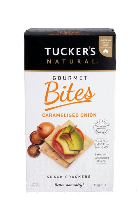 A 115g box of Tucker Natural's Caramelised Onion Gourmet Bites