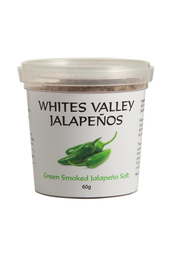 A 50g tub of Whites Valley Jalapenos Green Smoked Jalapeno Salt