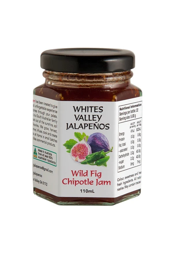 A 170g jar of Whites Valley Jalapenos Wild Fig Chipotle Jam