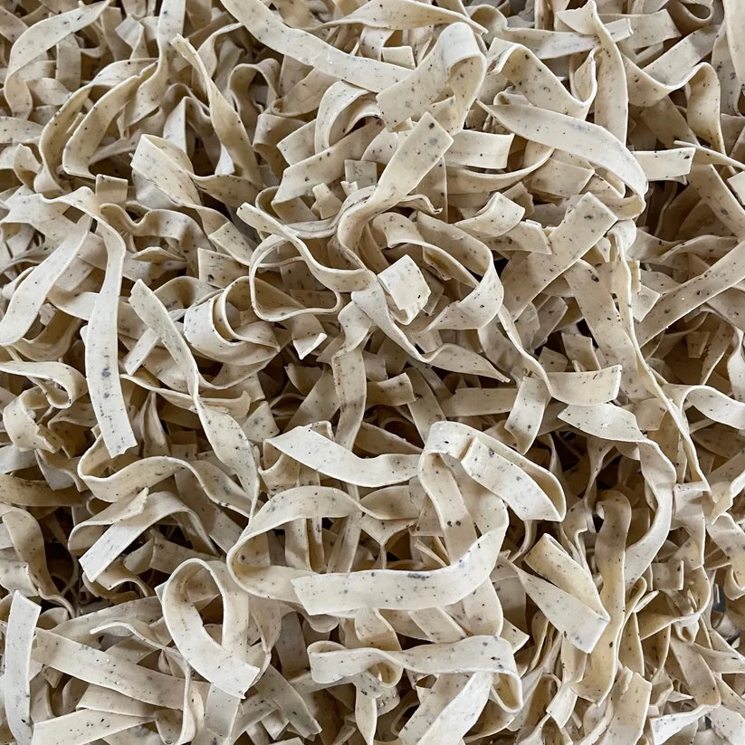 A close up view of Wiech's Barossa Valley Egg Noodles Black Pepper Egg Noodles