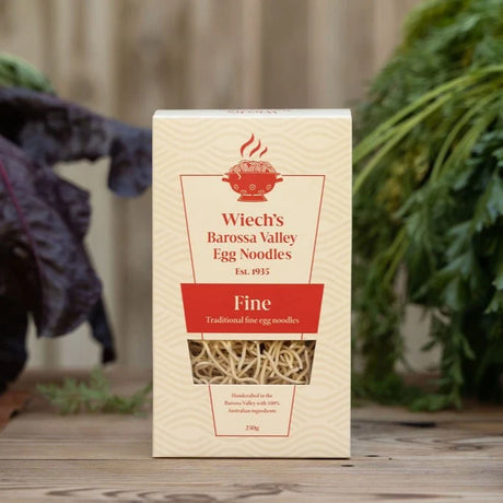 A 250g box of Wiech's Barossa Valley Egg Noodles Fine Egg Noodles