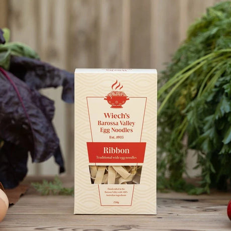 A 20g box of Wiech's Barossa Valley Egg Noodles Ribbon Egg Noodles