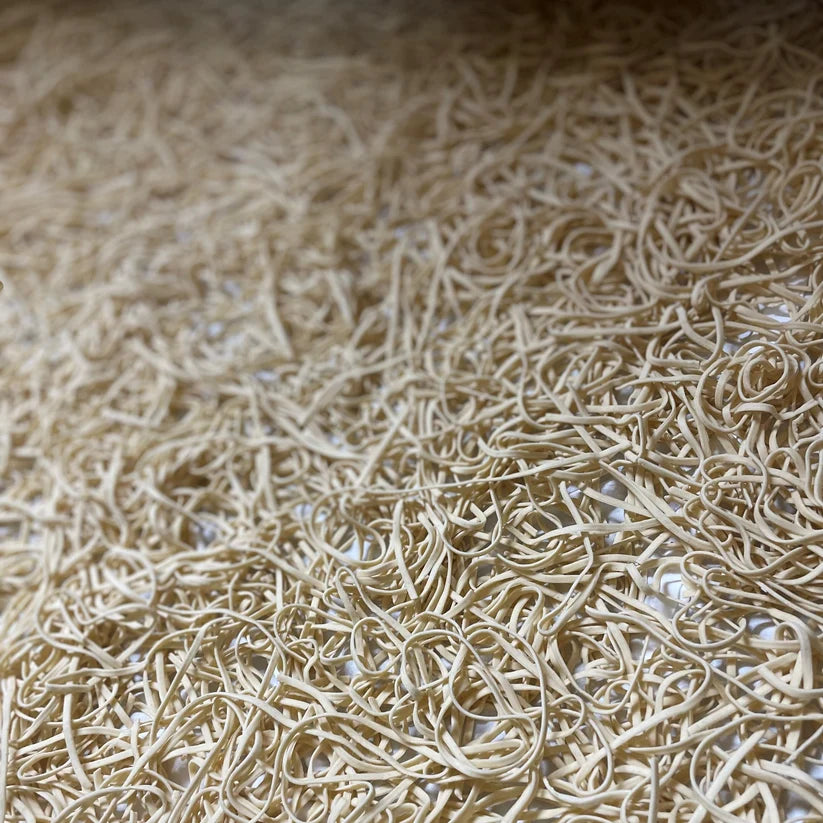 A close up view of Wiech's Barossa Valley Egg Noodles Spelt String Egg Noodles